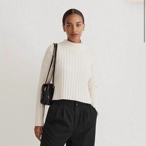 NWT Madewell Levi Ribbed Mockneck Crop Pullover Wool Blend Sweater XL